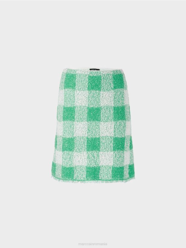 fusta vichy cu carouri \"tricotata in germania\" Marc Cain jad strălucitor îmbrăcăminte 4826HH495