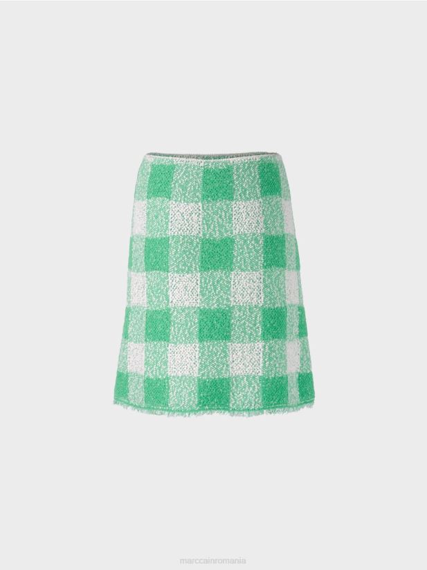 fusta vichy cu carouri \"tricotata in germania\" Marc Cain jad strălucitor îmbrăcăminte 4826HH495