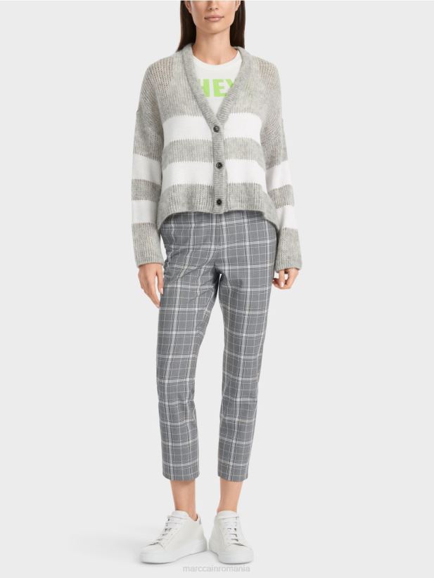 V-cardigan „tricotat în germania” Marc Cain gri argintiu îmbrăcăminte 4826HH327