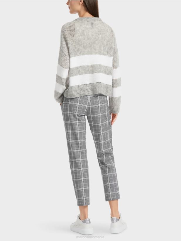 V-cardigan „tricotat în germania” Marc Cain gri argintiu îmbrăcăminte 4826HH327