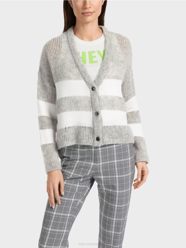 V-cardigan „tricotat în germania” Marc Cain gri argintiu îmbrăcăminte 4826HH327