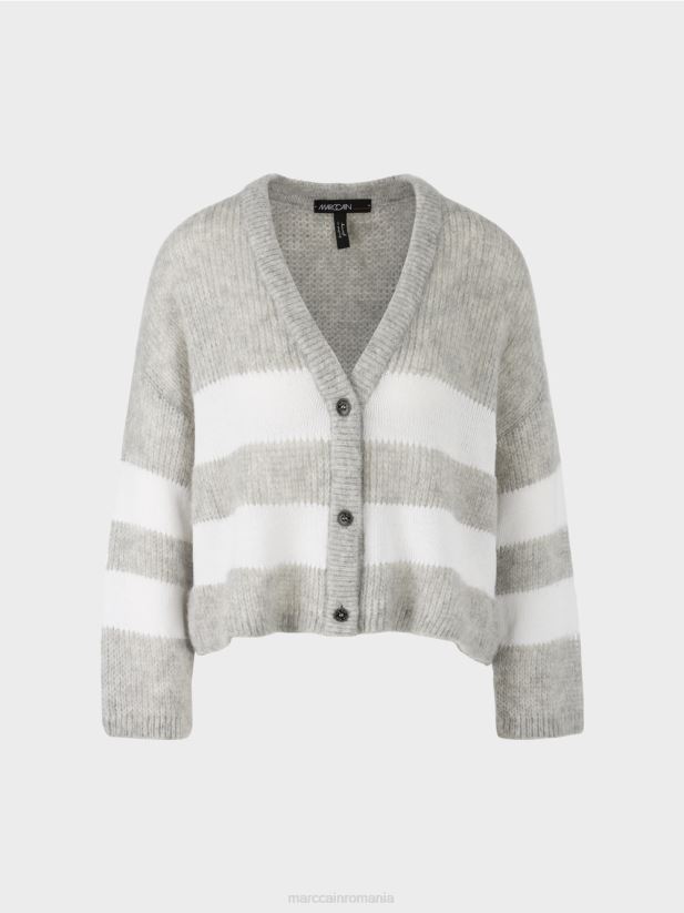 V-cardigan „tricotat în germania” Marc Cain gri argintiu îmbrăcăminte 4826HH327
