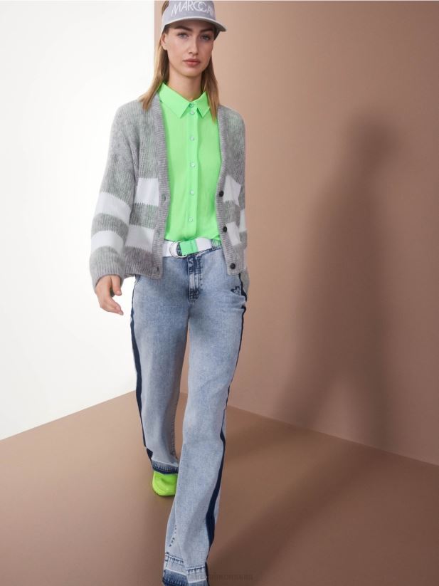 V-cardigan „tricotat în germania” Marc Cain gri argintiu îmbrăcăminte 4826HH327