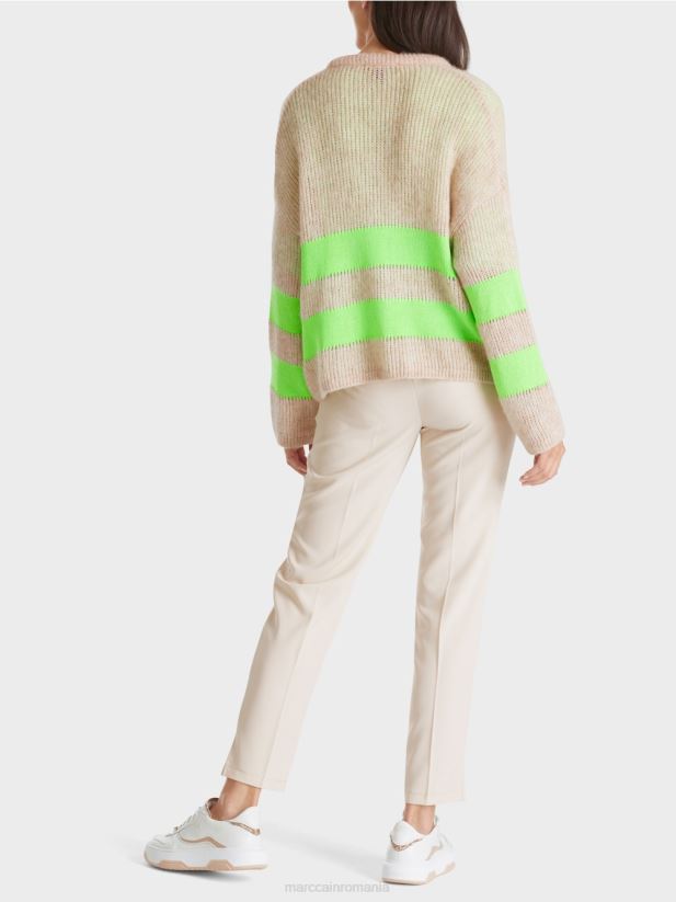 V-cardigan „tricotat în germania” Marc Cain verde strălucitor șocant îmbrăcăminte 4826HH338