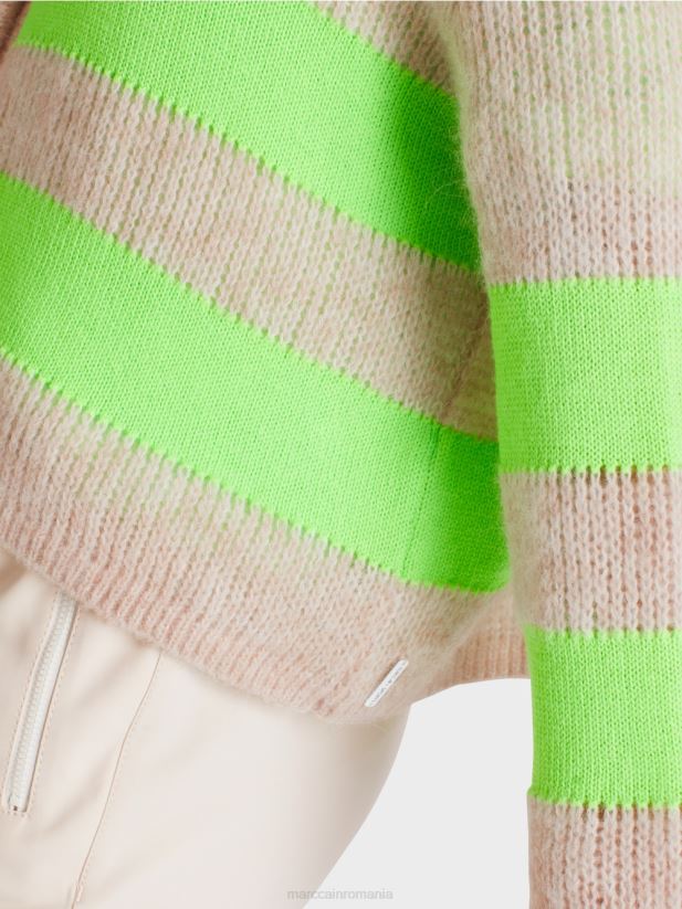 V-cardigan „tricotat în germania” Marc Cain verde strălucitor șocant îmbrăcăminte 4826HH338