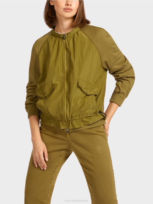 bluză moale din țesătură fină cu nervuri Marc Cain măsline galbene îmbrăcăminte 4826HH413