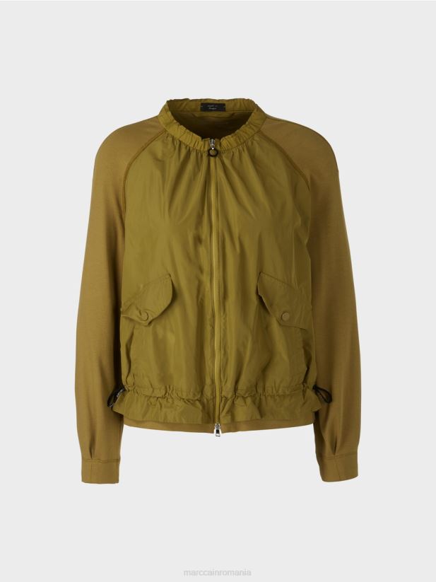 bluză moale din țesătură fină cu nervuri Marc Cain măsline galbene îmbrăcăminte 4826HH413