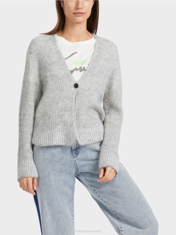 cardigan 100% fabricat in Germania Marc Cain gri argintiu îmbrăcăminte 4826HH329