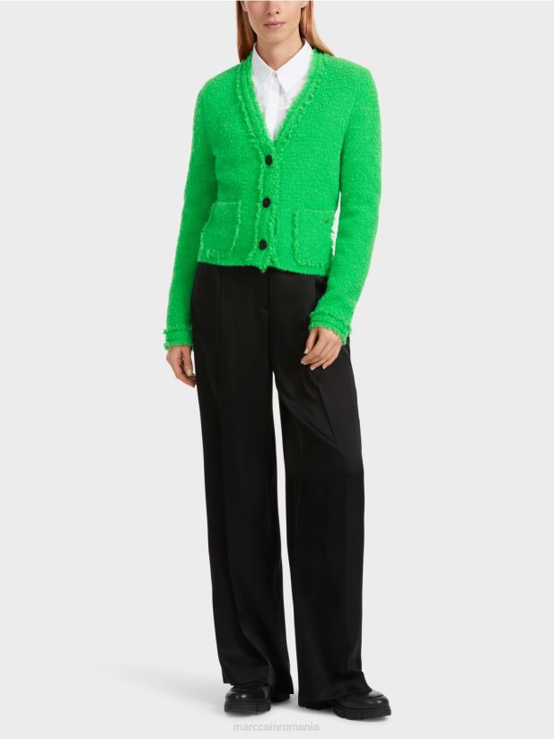 cardigan boucle tricotat in germania Marc Cain verde măr închis îmbrăcăminte 4826HH310