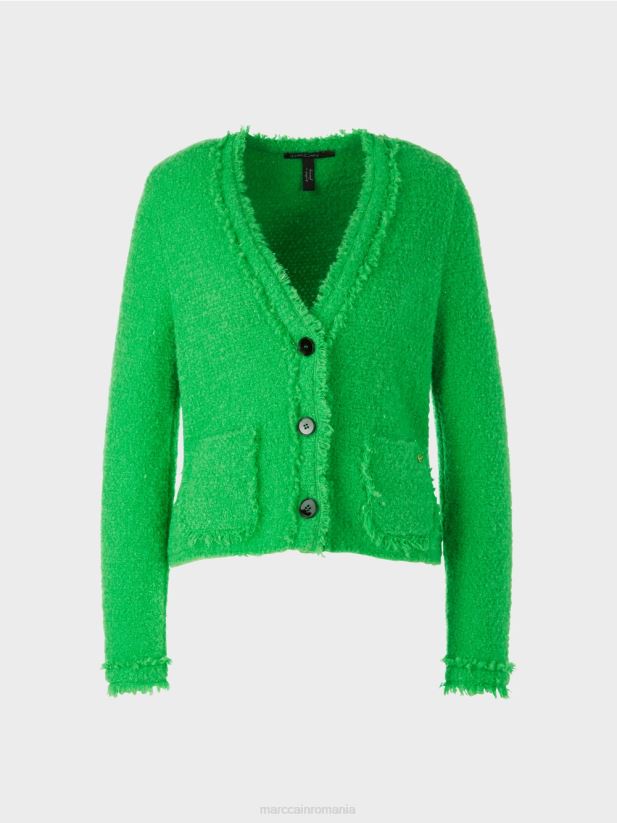 cardigan boucle tricotat in germania Marc Cain verde măr închis îmbrăcăminte 4826HH310