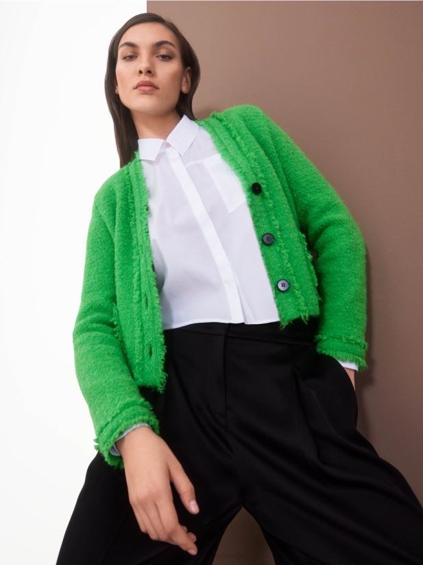 cardigan boucle tricotat in germania Marc Cain verde măr închis îmbrăcăminte 4826HH310