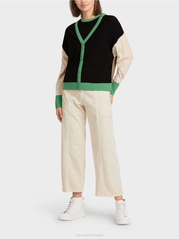 cardigan color block „regândește împreună”. Marc Cain negru îmbrăcăminte 4826HH436