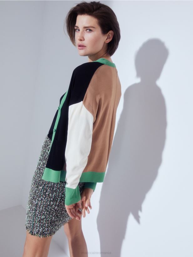 cardigan color block „regândește împreună”. Marc Cain negru îmbrăcăminte 4826HH436