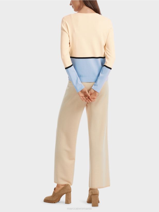 cardigan colorat „regândește împreună”. Marc Cain crema inchisa îmbrăcăminte 4826HH323