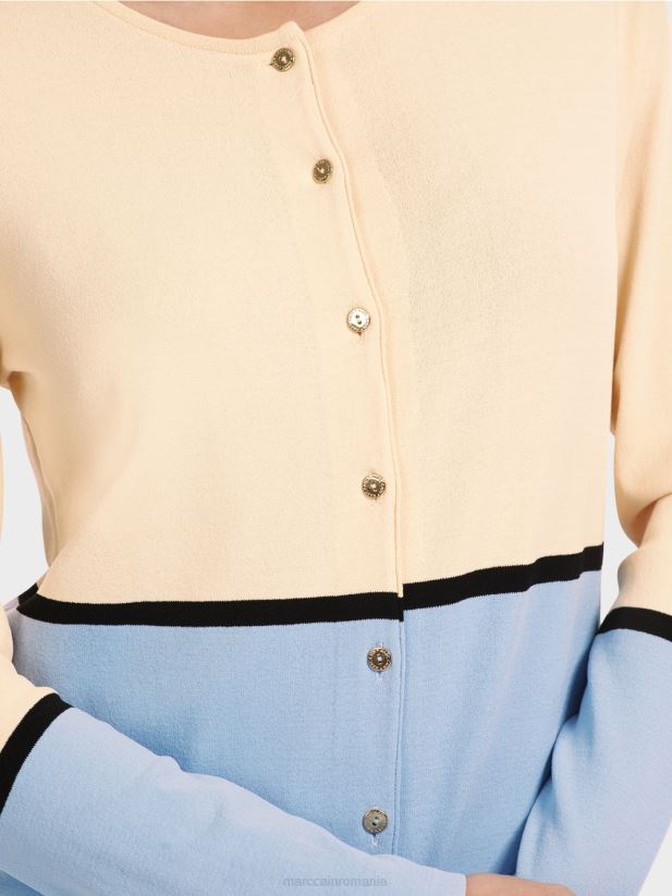 cardigan colorat „regândește împreună”. Marc Cain crema inchisa îmbrăcăminte 4826HH323