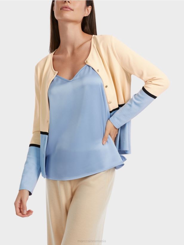 cardigan colorat „regândește împreună”. Marc Cain crema inchisa îmbrăcăminte 4826HH323