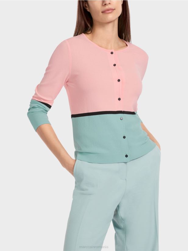 cardigan colorat „regândește împreună”. Marc Cain roz pudra moale îmbrăcăminte 4826HH343