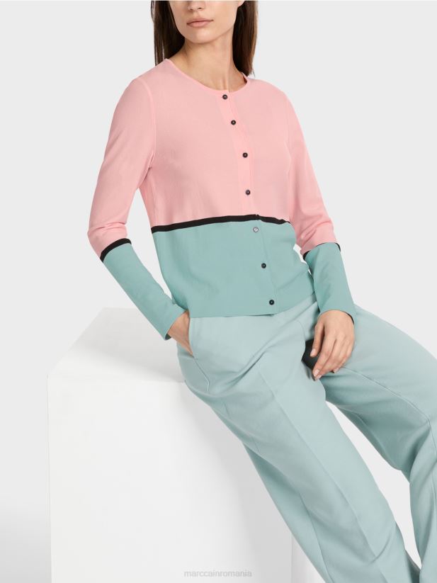 cardigan colorat „regândește împreună”. Marc Cain roz pudra moale îmbrăcăminte 4826HH343