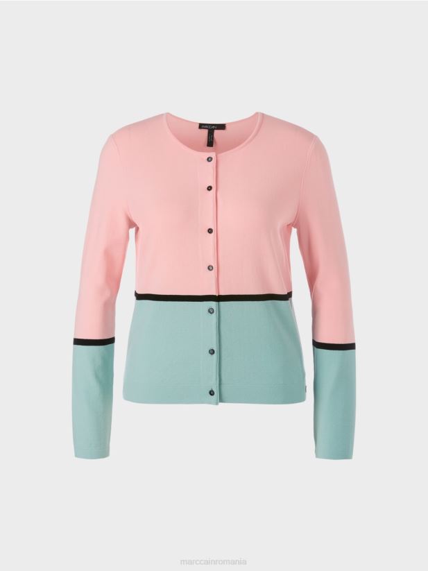 cardigan colorat „regândește împreună”. Marc Cain roz pudra moale îmbrăcăminte 4826HH343