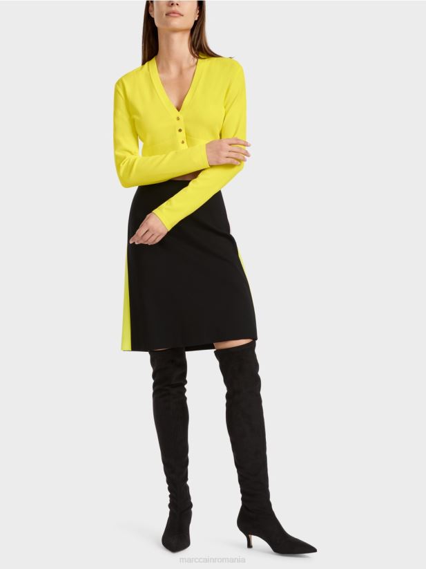 cardigan cu decolteu în V „regândiți împreună”. Marc Cain lămâie moale îmbrăcăminte 4826HH349