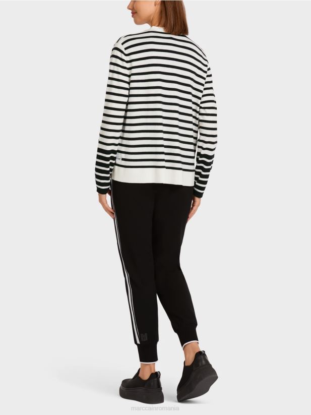cardigan cu dungi Marc Cain alb și negru îmbrăcăminte 4826HH418