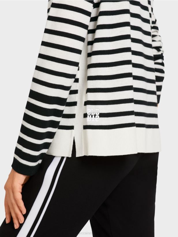 cardigan cu dungi Marc Cain alb și negru îmbrăcăminte 4826HH418