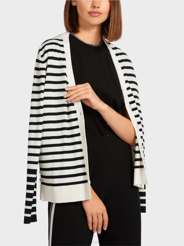 cardigan cu dungi Marc Cain alb și negru îmbrăcăminte 4826HH418