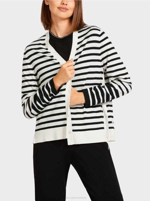 cardigan cu dungi Marc Cain alb și negru îmbrăcăminte 4826HH418