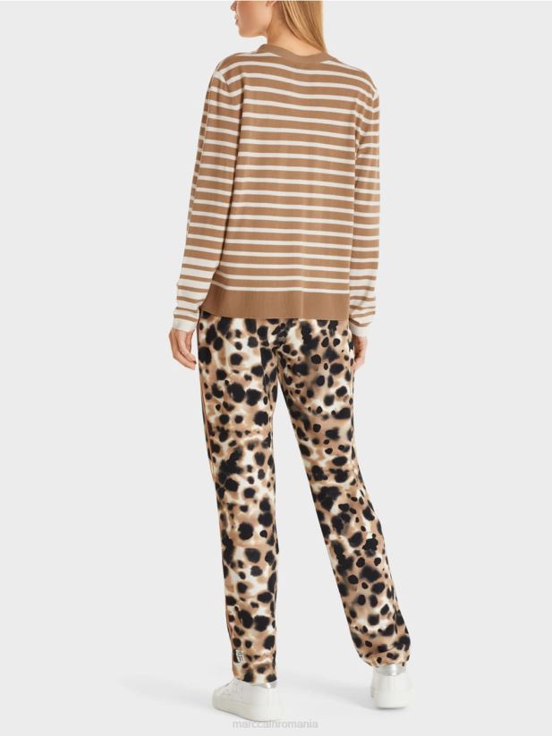 cardigan cu dungi Marc Cain cafea ușoară îmbrăcăminte 4826HH420