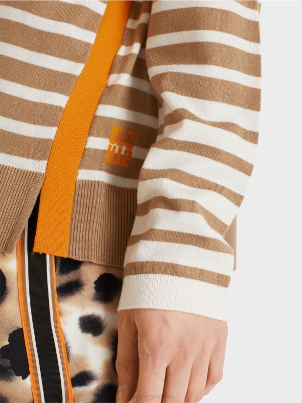 cardigan cu dungi Marc Cain cafea ușoară îmbrăcăminte 4826HH420