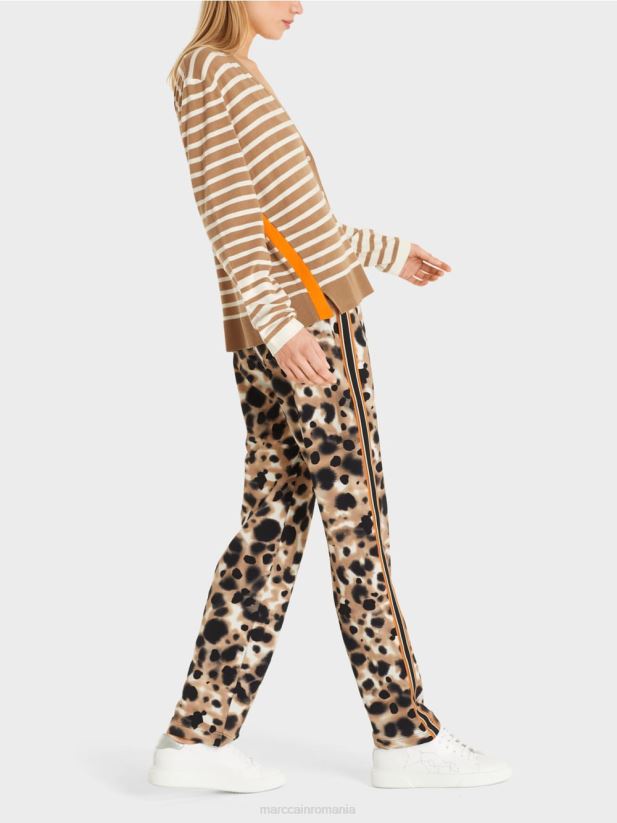 cardigan cu dungi Marc Cain cafea ușoară îmbrăcăminte 4826HH420