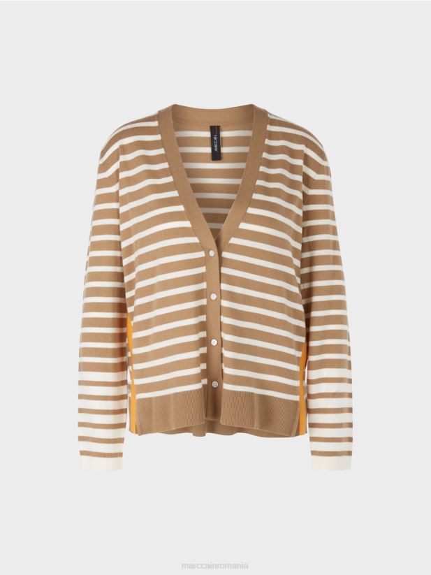 cardigan cu dungi Marc Cain cafea ușoară îmbrăcăminte 4826HH420
