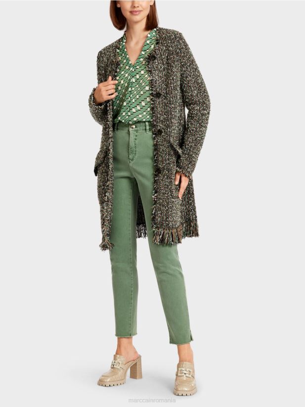 cardigan cu franjuri "tricotat in germania" Marc Cain negru îmbrăcăminte 4826HH434