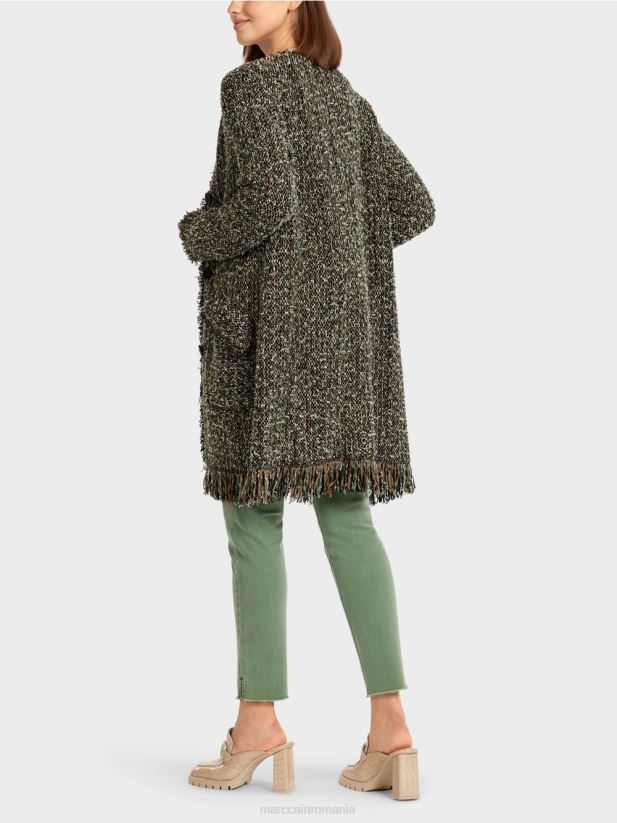 cardigan cu franjuri \"tricotat in germania\" Marc Cain negru îmbrăcăminte 4826HH434