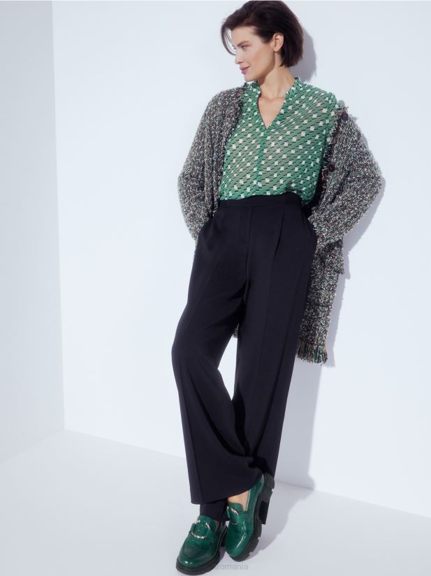 cardigan cu franjuri \"tricotat in germania\" Marc Cain negru îmbrăcăminte 4826HH434