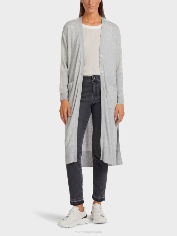 cardigan cu lungime midi Marc Cain gri argintiu îmbrăcăminte 4826HH427