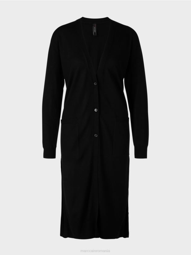 cardigan cu lungime midi Marc Cain negru îmbrăcăminte 4826HH430