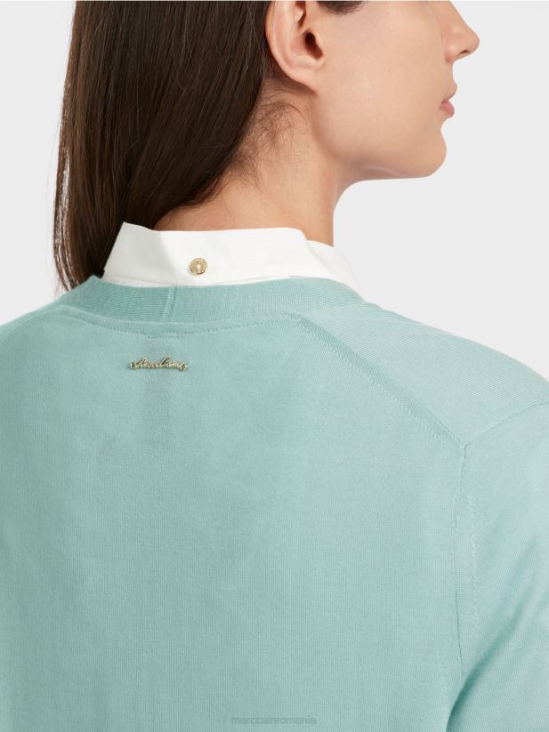 cardigan din lână „regândiți împreună”. Marc Cain albastru închis la cer îmbrăcăminte 4826HH342