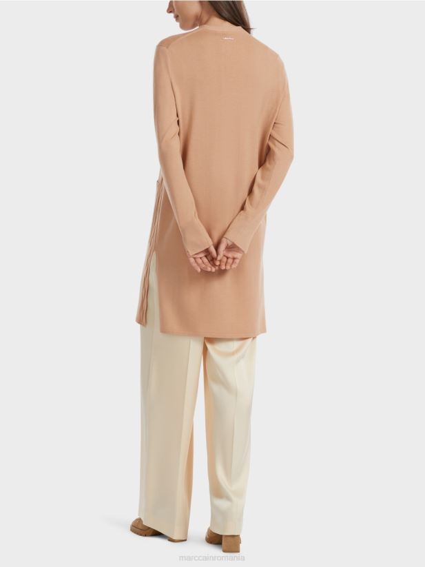 cardigan din lână „regândiți împreună”. Marc Cain caramel strălucitor îmbrăcăminte 4826HH326