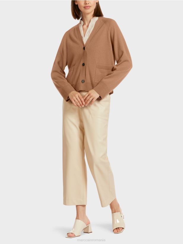 cardigan elegant cu fante laterale Marc Cain cămilă îmbrăcăminte 4826HH437