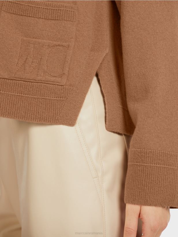 cardigan elegant cu fante laterale Marc Cain cămilă îmbrăcăminte 4826HH437