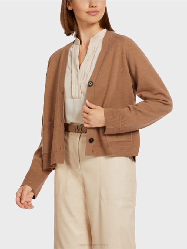 cardigan elegant cu fante laterale Marc Cain cămilă îmbrăcăminte 4826HH437
