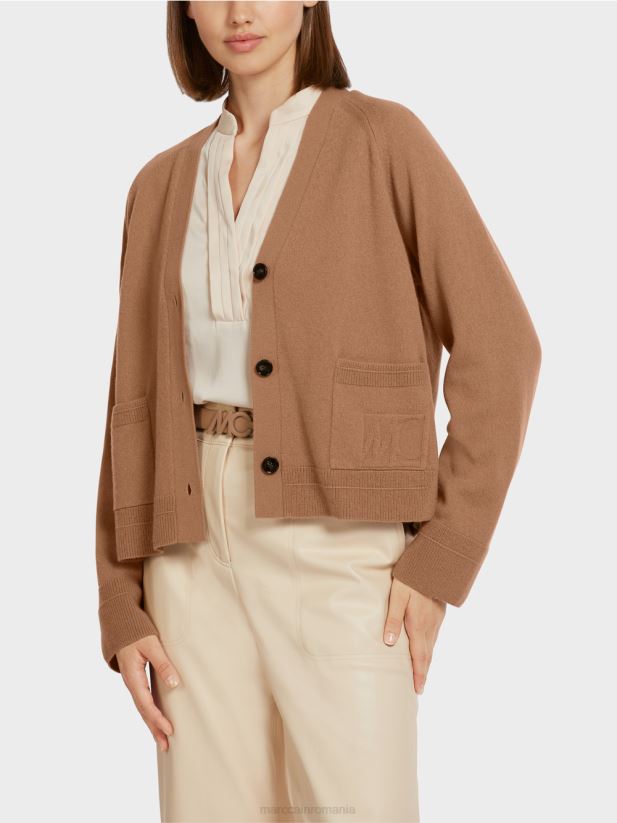 cardigan elegant cu fante laterale Marc Cain cămilă îmbrăcăminte 4826HH437
