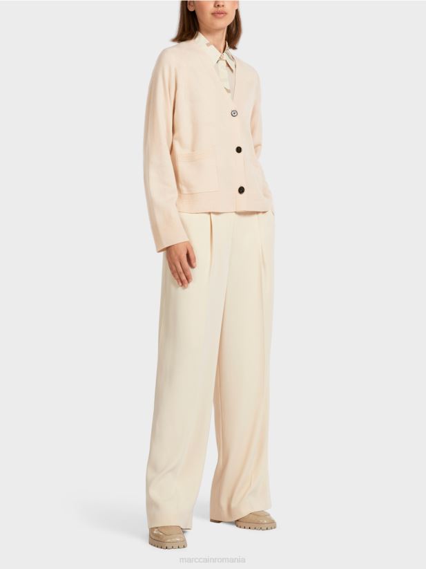 cardigan elegant cu fante laterale Marc Cain cremă îmbrăcăminte 4826HH435