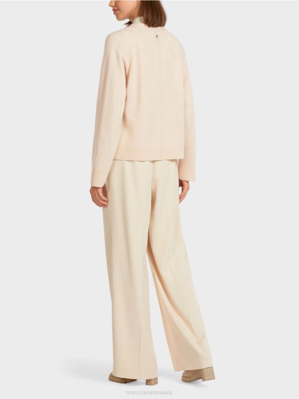 cardigan elegant cu fante laterale Marc Cain cremă îmbrăcăminte 4826HH435