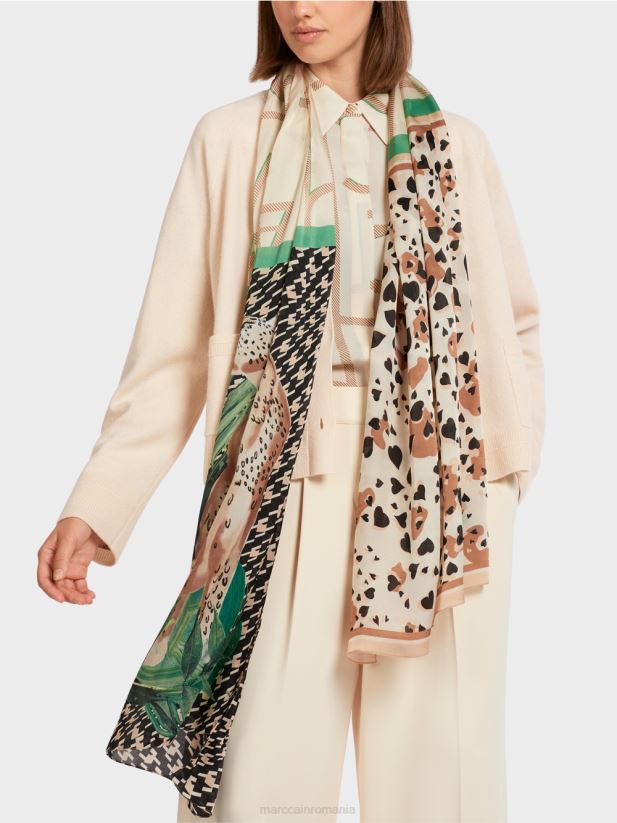 cardigan elegant cu fante laterale Marc Cain cremă îmbrăcăminte 4826HH435