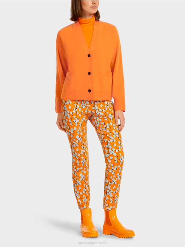 cardigan elegant cu fante laterale Marc Cain portocaliu limpede îmbrăcăminte 4826HH447