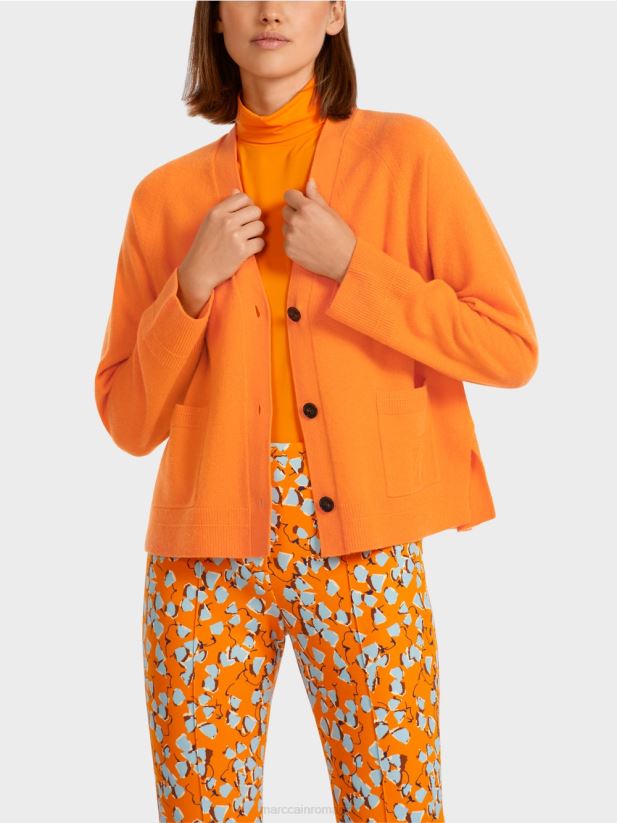 cardigan elegant cu fante laterale Marc Cain portocaliu limpede îmbrăcăminte 4826HH447
