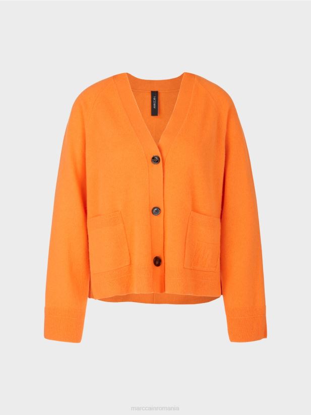 cardigan elegant cu fante laterale Marc Cain portocaliu limpede îmbrăcăminte 4826HH447