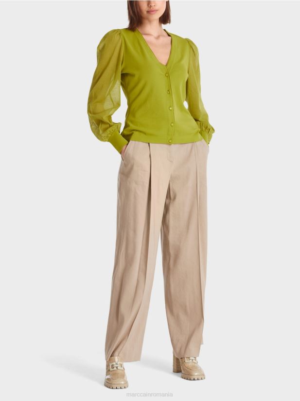 cardigan feminin „regândește împreună”. Marc Cain verde oliv intens îmbrăcăminte 4826HH365